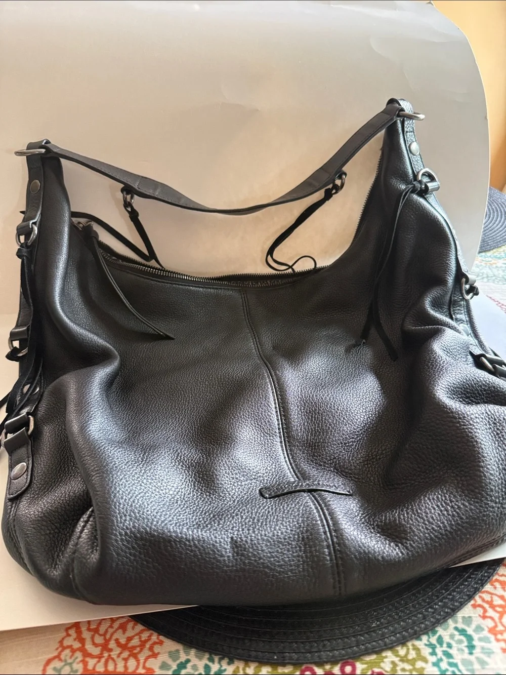 Lucky Brand Black Leather Hobo Shoulder Bag